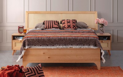 Valeria Bazalı Karyola ve Başlık - Meşe