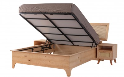 Valeria Bazalı Karyola ve Başlık - Meşe