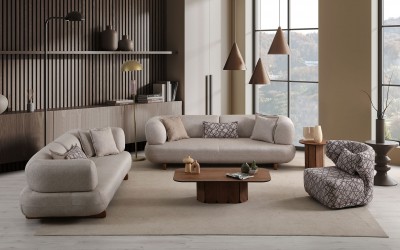 Manetti Koltuk Takımı - Yataklı - Ahşap Ayaklı