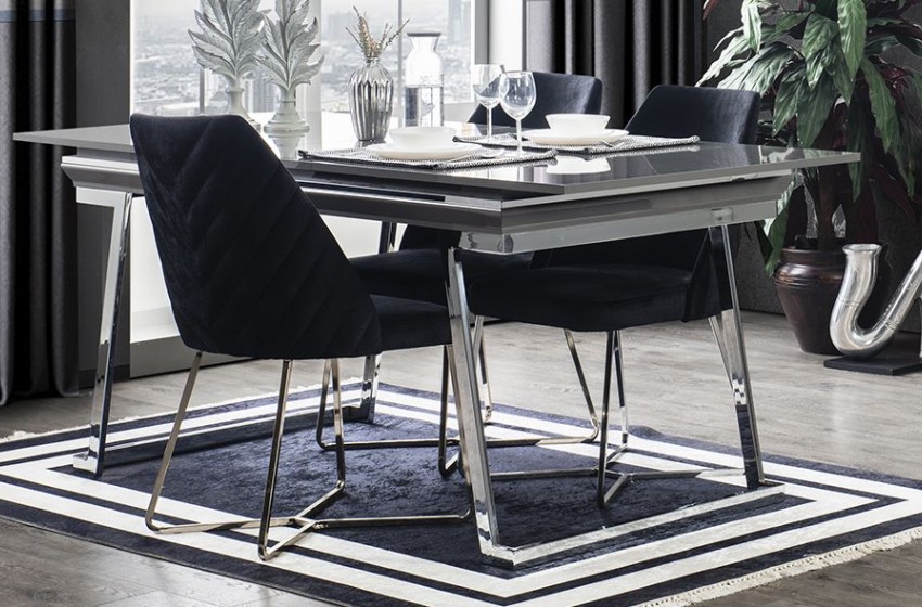 Asos Luxury Gri Yemek Masası Takımı