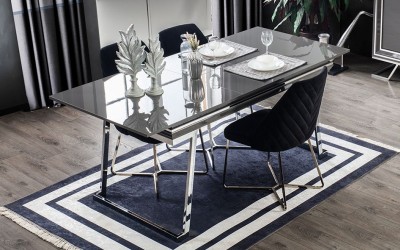 Asos Luxury Gri Yemek Masası Takımı