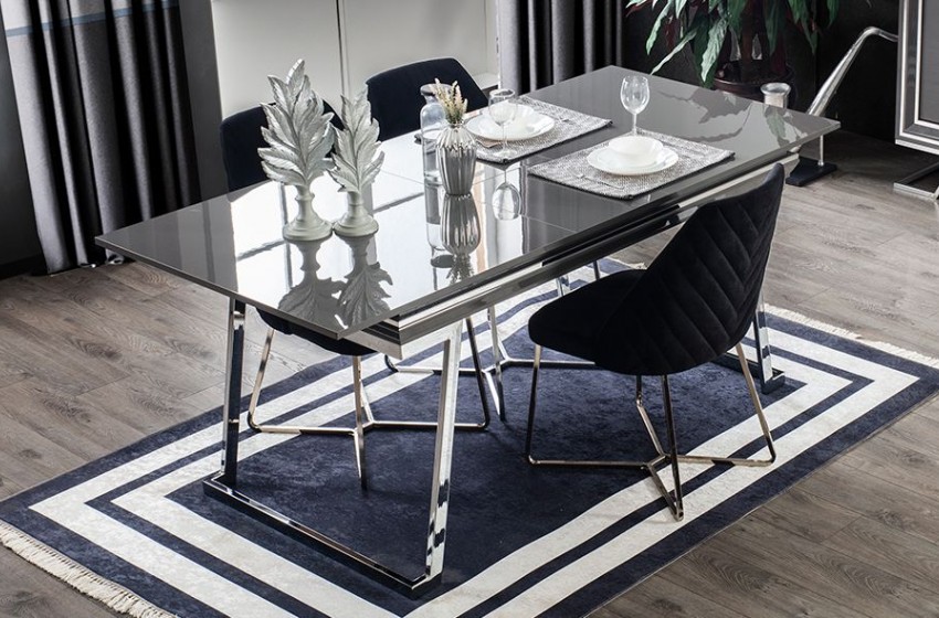 Asos Luxury Gri Yemek Masası Takımı