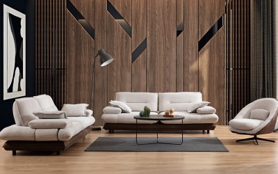 Grandyan Koltuk Takımı - Krem Kahve