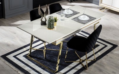 Palermo Luxury Ekru Yemek Masası Takımı