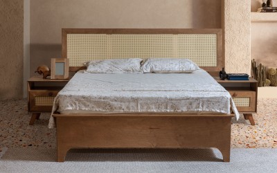 Valeria Bazalı Karyola ve Başlık - Ceviz