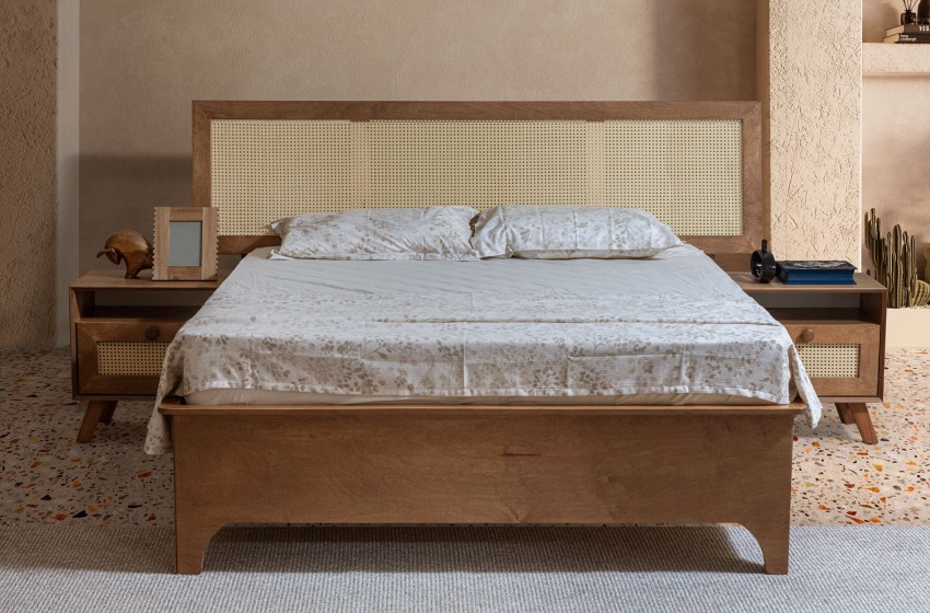 Valeria Bazalı Karyola ve Başlık - Ceviz