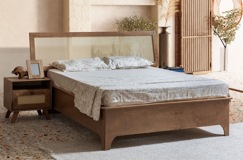 Valeria Bazalı Karyola ve Başlık - Ceviz