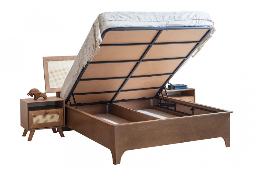 Valeria Bazalı Karyola ve Başlık - Ceviz