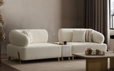 İlyora Kanepe - İç Sehpalı - Antik Gold - Premium