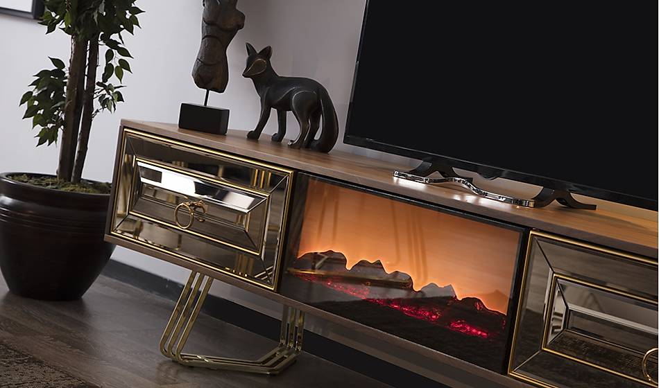 Pugon Luxury Tv Ünitesi - Şömineli Tv Ünitesi | Yapı Mobilya - Görsel 2