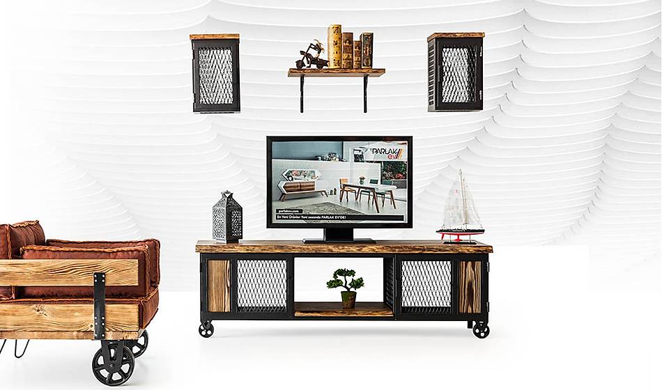 Loft Tv Ünitesi - Ahşap TV Ünitesi | Yapı Mobilya - Görsel 2