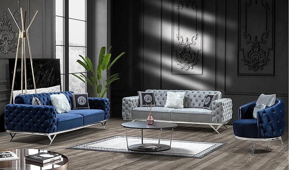 Versace Silver Salon Takımı - Metal Koltuk Takımı | Yapı Mobilya - Görsel 1