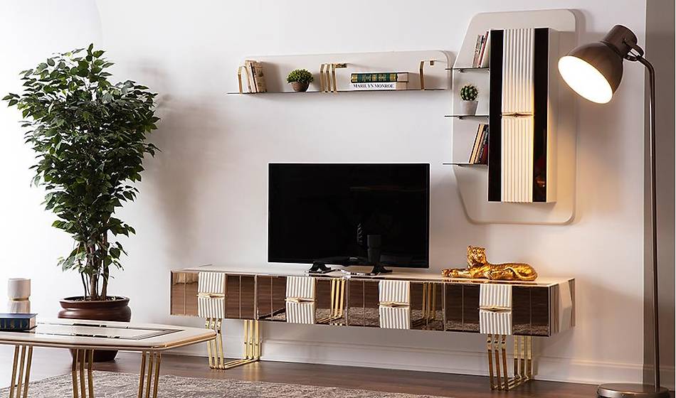 Soho Ekru - Gold Tv Ünitesi - Modern TV Ünitesi | Yapı Mobilya - Görsel 2