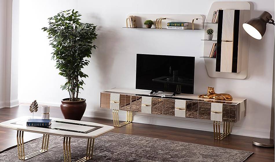 Soho Ekru - Gold Tv Ünitesi - Modern TV Ünitesi | Yapı Mobilya - Görsel 4