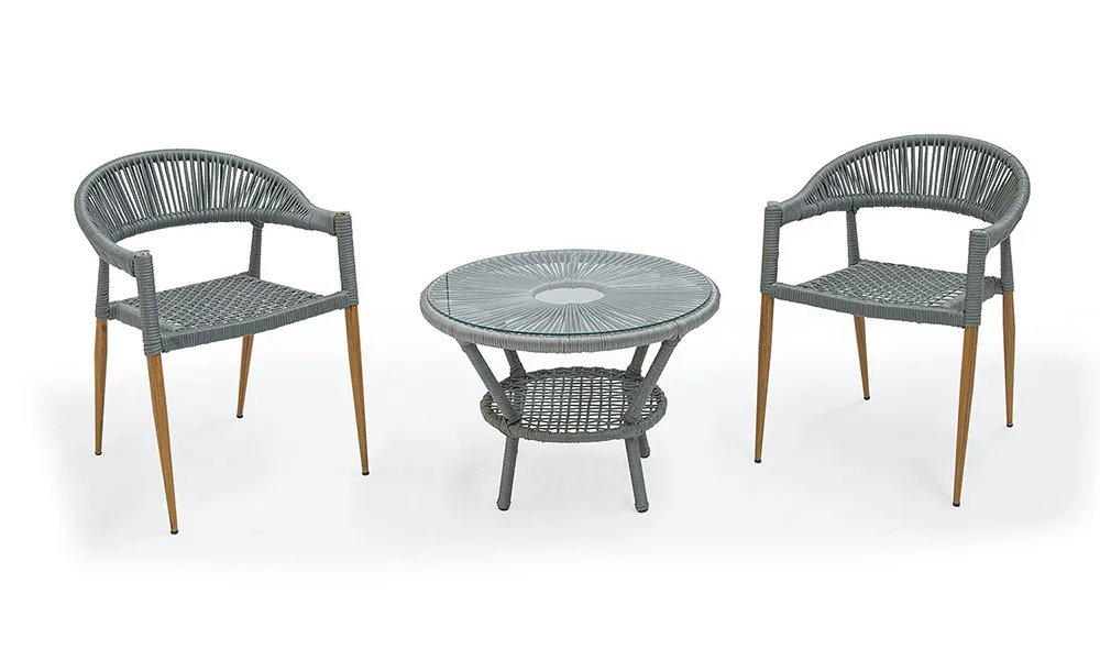 Fancy Gri Rattan Çay Seti