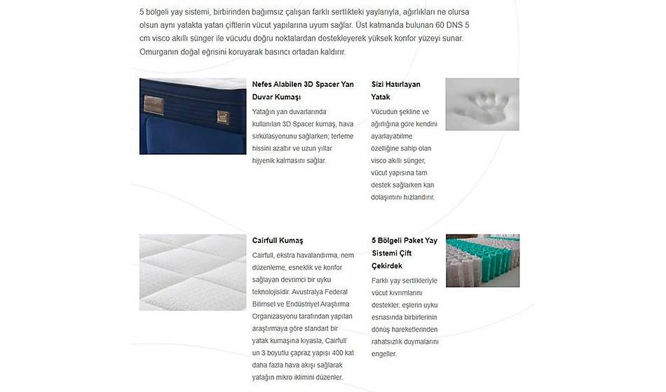 Viscopocket Yatak Seti Baza + Başlık + Yatak - Yatak Setleri | Yapı Mobilya - Görsel 5