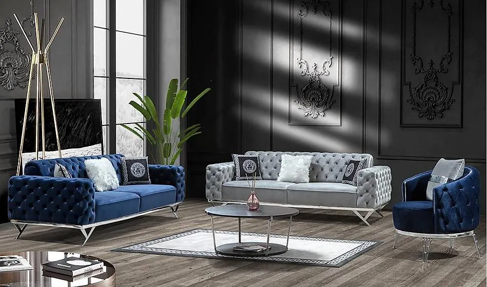 Versace Silver Salon Takımı - Metal Koltuk Takımı | Yapı Mobilya - Görsel 1