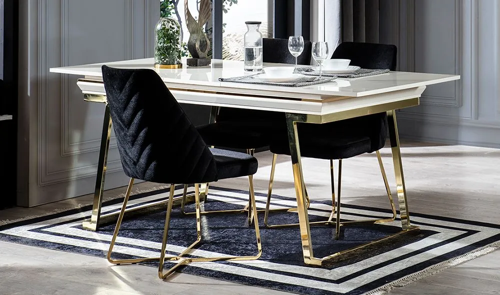 Palermo Luxury Ekru Yemek Masası Takımı