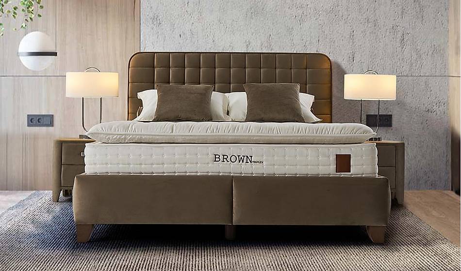Brown Yatak Seti Baza + Başlık + Yatak - Yatak Setleri | Yapı Mobilya - Görsel 1