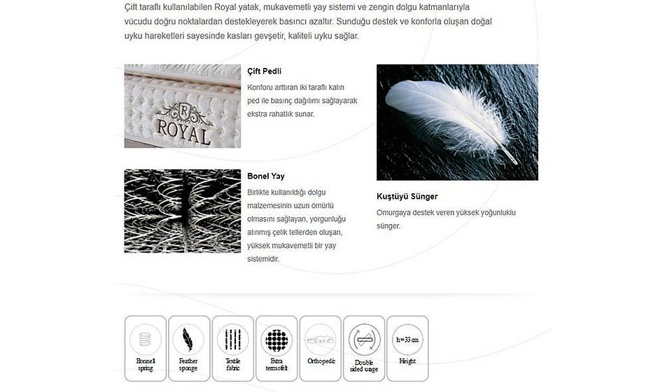 Royal Yatak Seti Baza + Başlık + Yatak - Yatak Setleri | Yapı Mobilya - Görsel 4